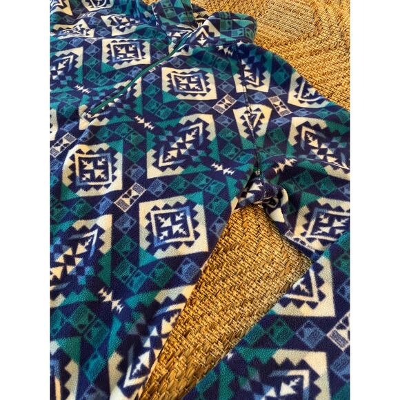 Eddie Bauer pullover blue green white Geo Print Mock Neck Flannel SZ 2XL - Picture 2 of 8